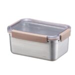 LocknLock Paslanmaz Çelik Fırın & Saklama Kabı Dörtgen Kilitli 1.5 Lt - Kahverengi(LST606) - Görsel 3
