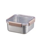 LocknLock Paslanmaz Çelik Fırın & Saklama Kabı Kare Kilitli 1.3 Lt ml - Kahverengi(LST605) - Görsel 3