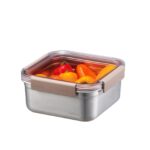 LocknLock Paslanmaz Çelik Fırın & Saklama Kabı Kare Kilitli 1.3 Lt ml - Kahverengi(LST605) - Görsel 2