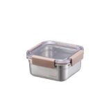 LocknLock Paslanmaz Çelik Fırın & Saklama Kabı Kare Kilitli 700 ml - Kahverengi(LST603) - Görsel 3