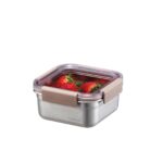 LocknLock Paslanmaz Çelik Fırın & Saklama Kabı Kare Kilitli 700 ml - Kahverengi(LST603) - Görsel 2