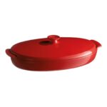 Emile Henry Balık/Buğlama/Fırın Kabı Oval 2.2 L Kırmızı/Burgundy -(EH348443)