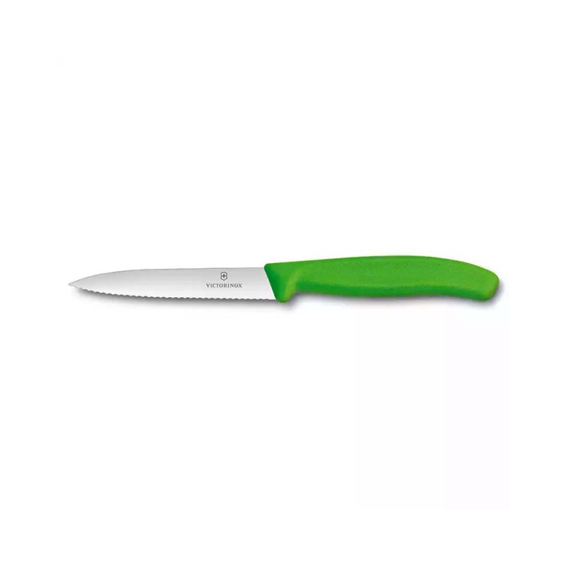 18-15.jpg Victorinox 6.7736.L4 10cm Yeşil Tırtıklı Soyma Bıçağı - Görsel 1