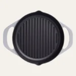POT ART Stone Gri Çift Kulplu Izgara Döküm Tava 30 cm Parlak Gri