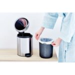 BRABANTİA NEWICON FPP MATT STEEL PEDALLI ÇÖP KUTUSU 5L 112102 - Görsel 3