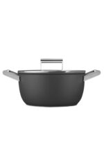 SMEG Cookware 50's Style Siyah Cam Kapaklı 24 cm Tencere CKFC2411BLM