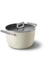 SMEG Cookware 50's Style Krem Tencere Cam Kapaklı 26 Cm 7,7 Lt CKFC2611CRM