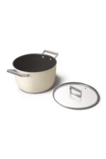 SMEG Cookware 50's Style Krem Tencere Cam Kapaklı 26 Cm 7,7 Lt CKFC2611CRM - Görsel 3