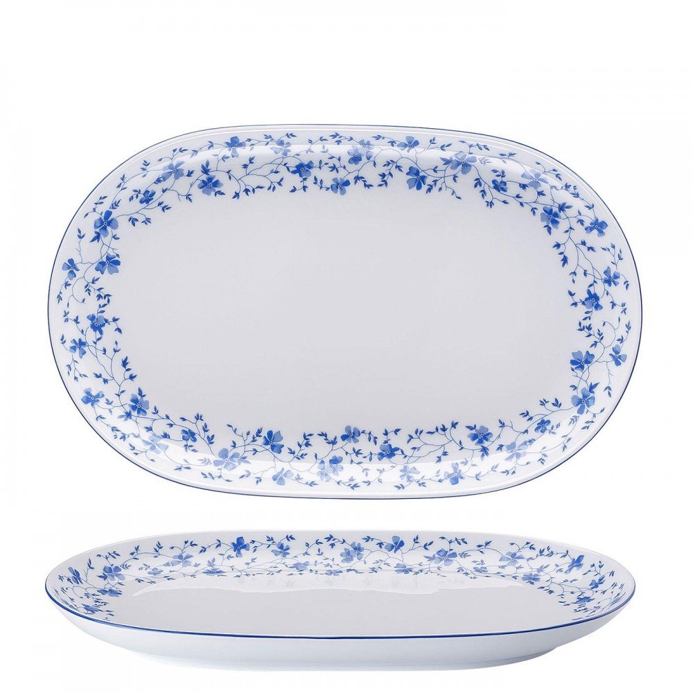 4-1-1.jpg ARZBERG Blaubluten 32 Cm Oval Servis Tabağı - Görsel 1