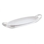 SAMBONET NEW LİVİNG 48*17 CM PASLANMAZ ÇELİK KULPLU OVAL PORSELEN BALIK SERVİS TABAĞI