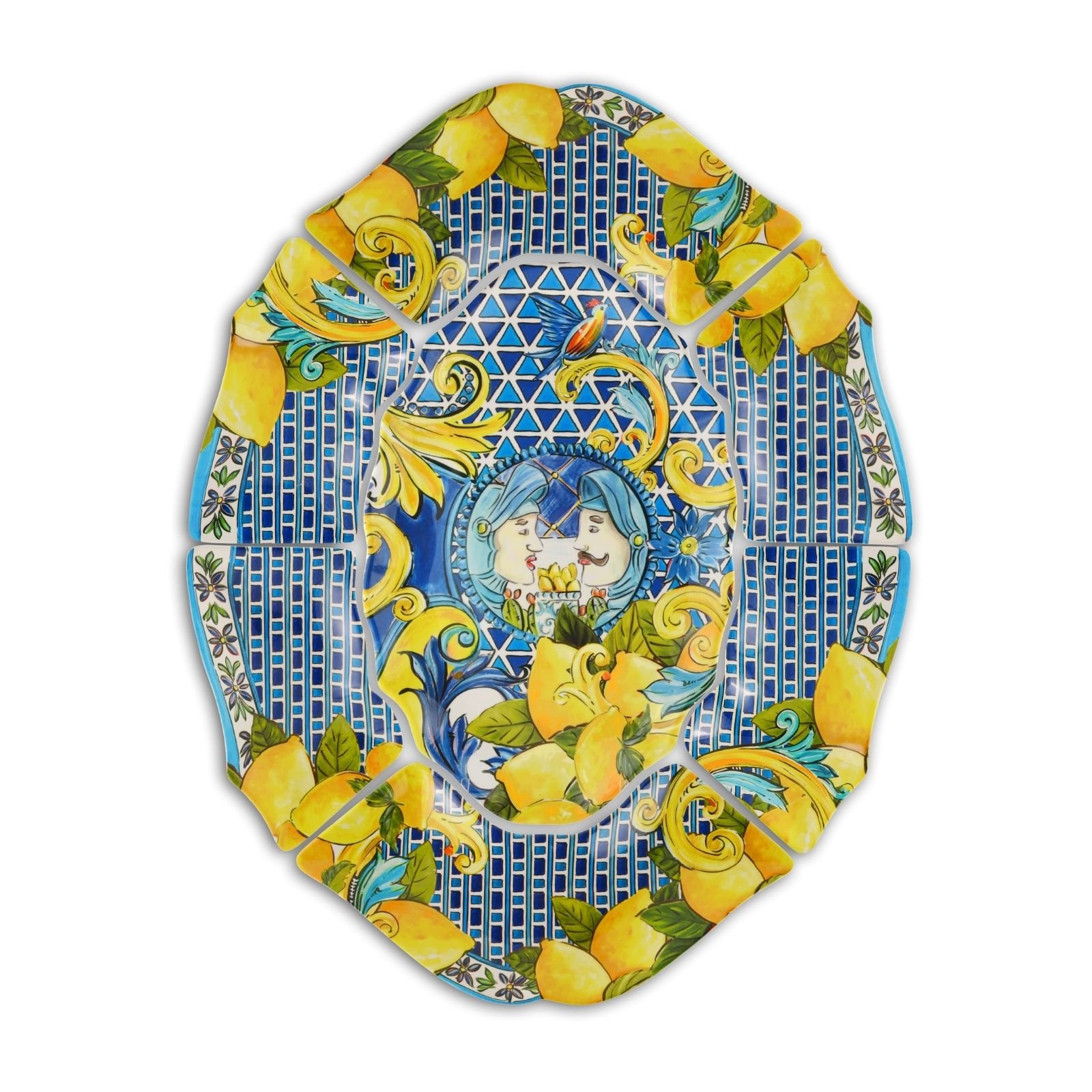 b1-1.jpg Baci Milano Sicily 7 Parça Meze Tabağı Mavi - Görsel 1