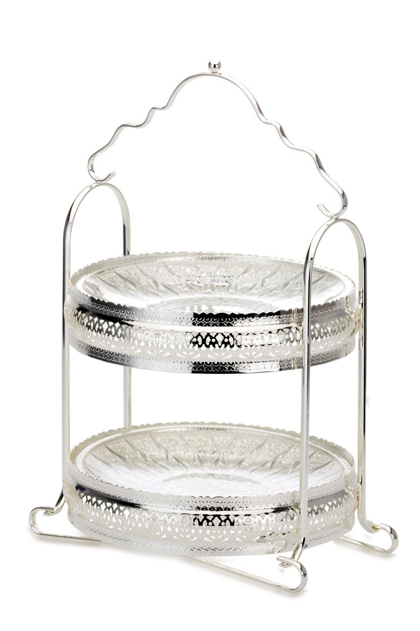 etagere-2-stoeckig-2-glasteller-696ver.jpg Hermann Bauer 2 Katlı Cam Plakalı Etajer - Görsel 1