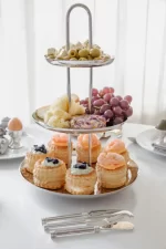 EDZARD Apus etagere (yükseklik 40 cm, 3 katlı), ayna cilalı paslanmaz çelik 2202 - Görsel 2