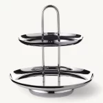 EDZARD Apus etagere (yükseklik 28 cm, 2 katlı), ayna cilalı paslanmaz çelik