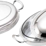 Greggio Gümüş Kaplama Kapaklı Pyrex Camlı Oval Kaserol 9.58.0332
