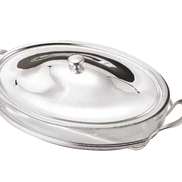 Greggio Gümüş Kaplama Pyrex Camlı Oval Kaserol