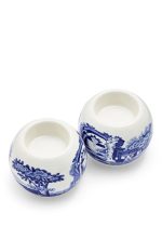 Spode Blue Italian Porselen Mumluk 2 li
