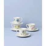 LENOX Butterfly 4 Kişilik Porselen Türk Kahvesi Fincan Takımı - Görsel 2